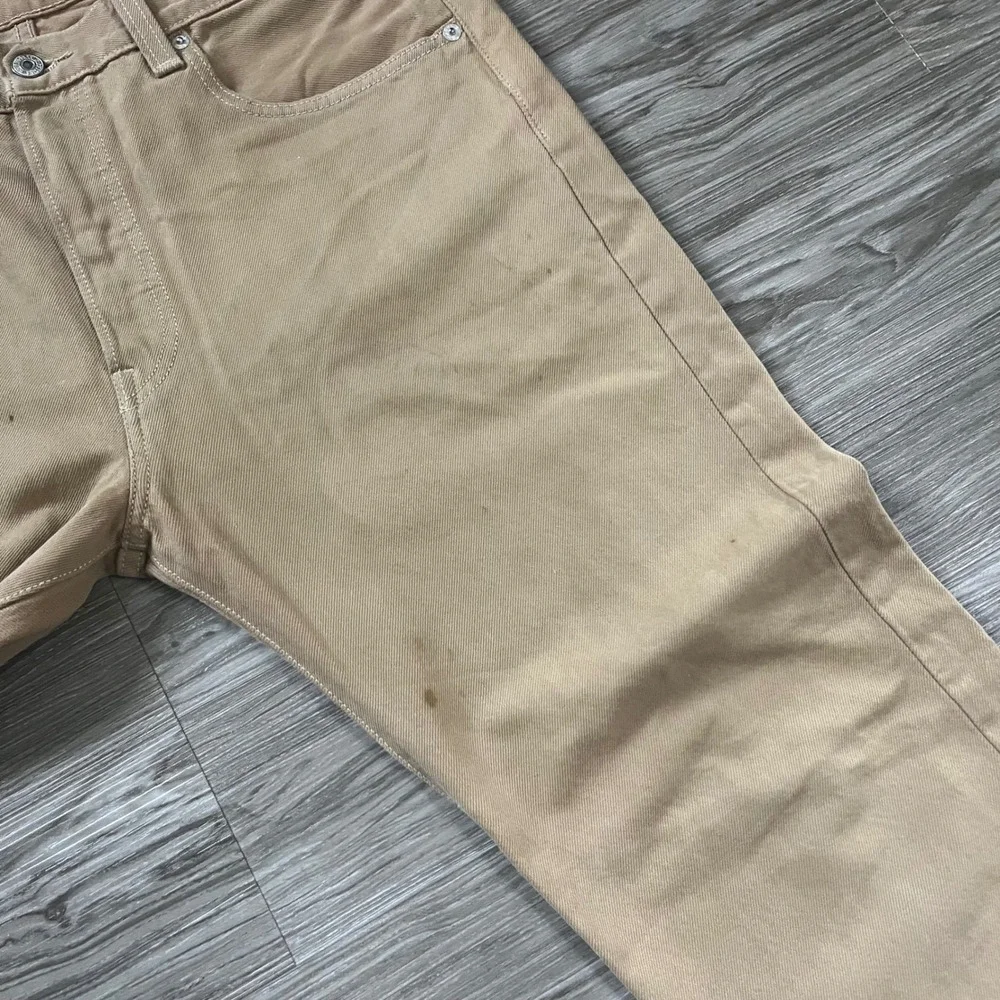 Vintage Levis 501 Original Straight Fit Jeans Tan Khaki Cotton Denim Mens 33x30